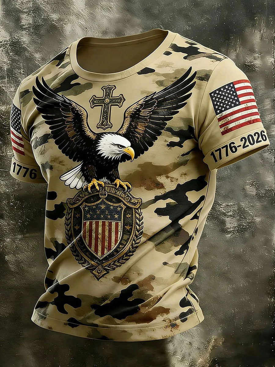Men's USA 1776-2026 Printed Casual T-Shirt