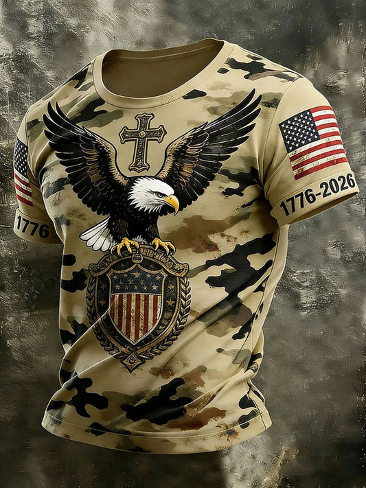 Men's USA 1776-2026 Printed Casual T-Shirt