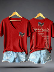 Women's USA 1776-2026 Print V-Neck T-Shirt