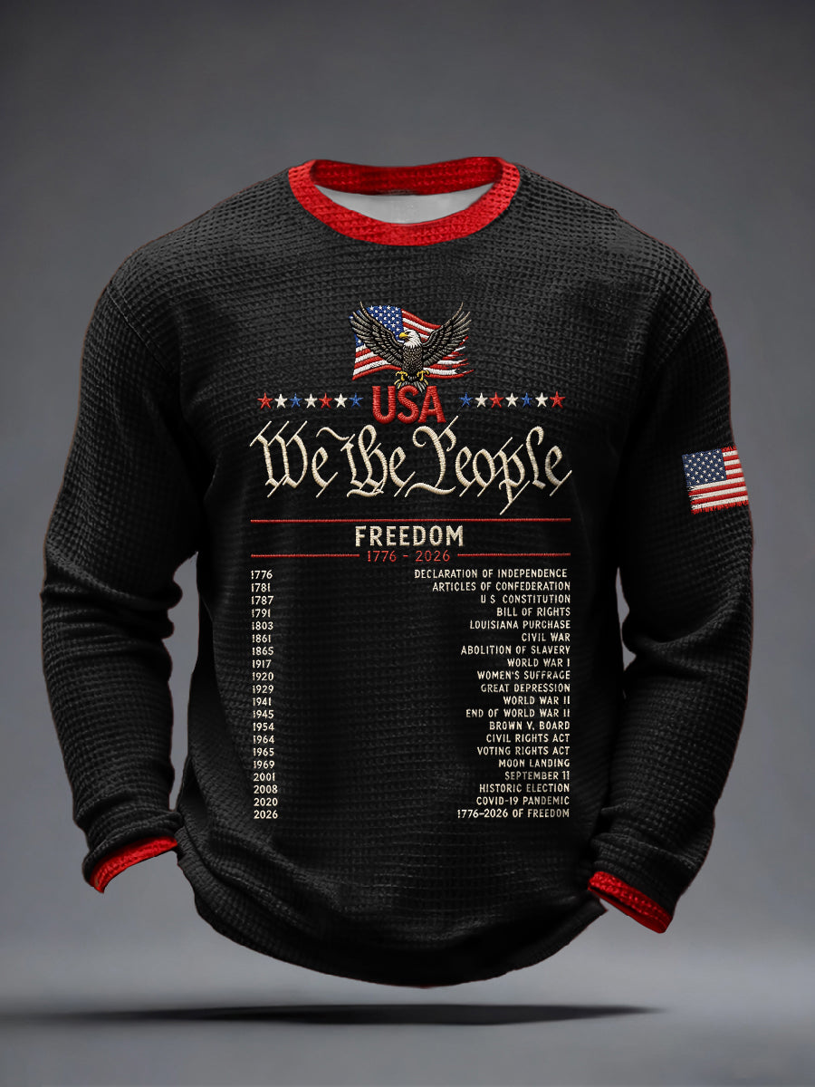 Men's USA 1776-2026 Print Waffle Long-Sleeve T-Shirt