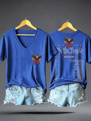 Women's USA 1776-2026 Print V-Neck T-Shirt