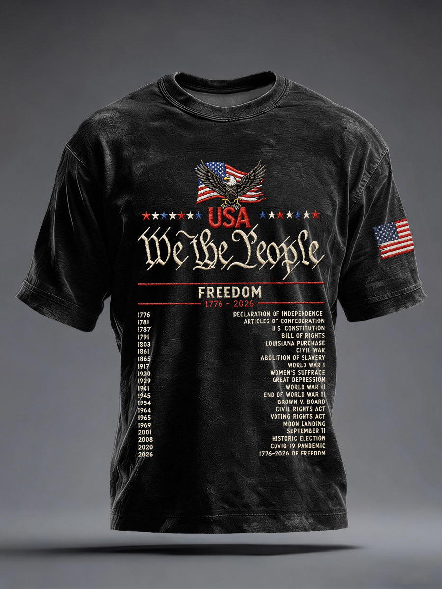 Men's USA 1776-2026 Print Vintage T-Shirt