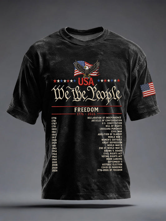 Men's USA 1776-2026 Print Vintage T-Shirt