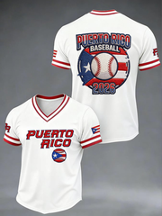 Men's Puerto Rico Baseball V-neck T-shirt