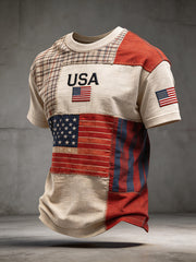 Men's USA Embroidery Pattern Vintage T-Shirt