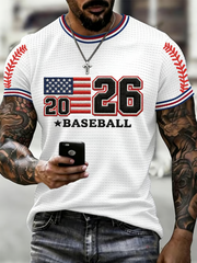 Men's Baseball Print Waffle Short Sleeve