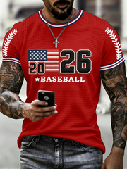 Men's Baseball Print Waffle Short Sleeve