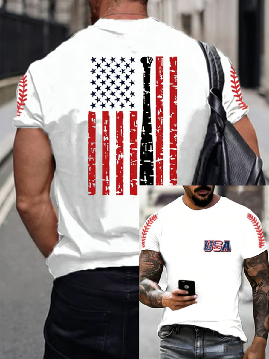 Men's Baseball Print short sleeves t-shirt