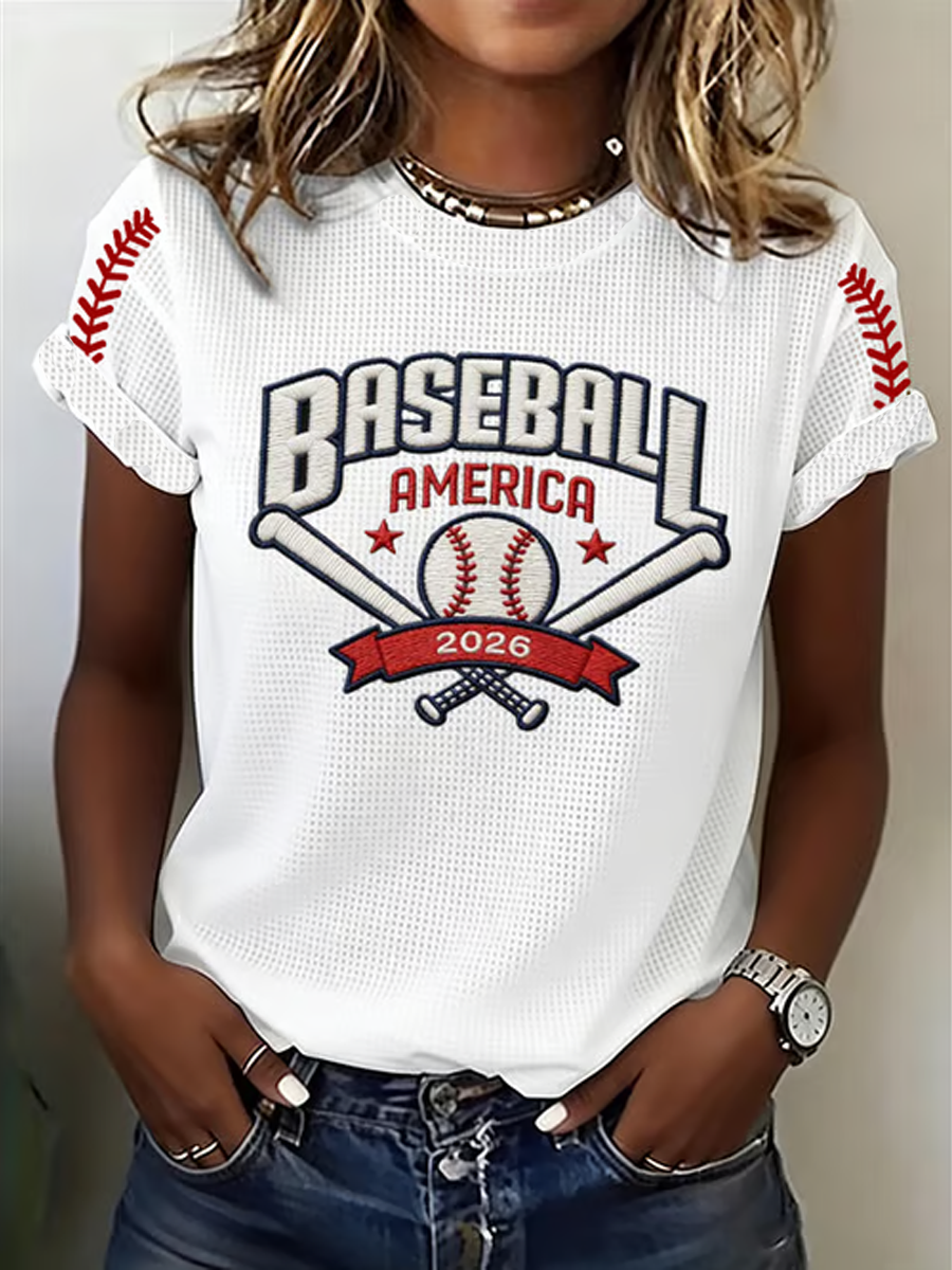 Women's Baseball Print short-sleeved T-shirt