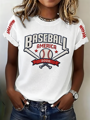 Women's Baseball Print short-sleeved T-shirt