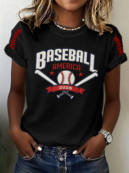 Women's Baseball Print short-sleeved T-shirt