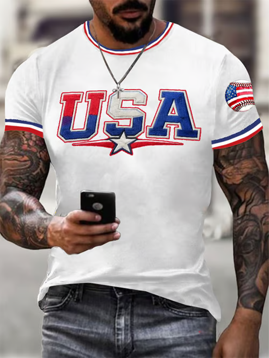 Men's Baseball Print short sleeves t-shirt