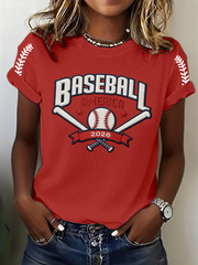 Women's Baseball Print short-sleeved T-shirt