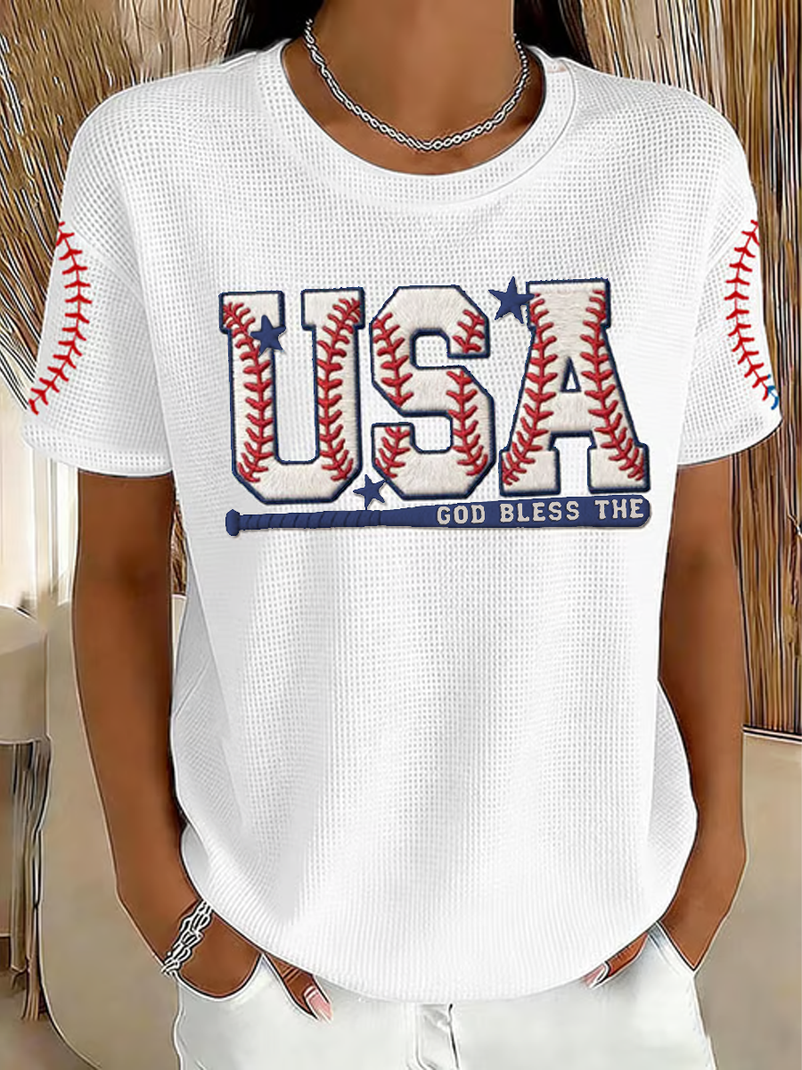 Women's Baseball Print short-sleeved T-shirt
