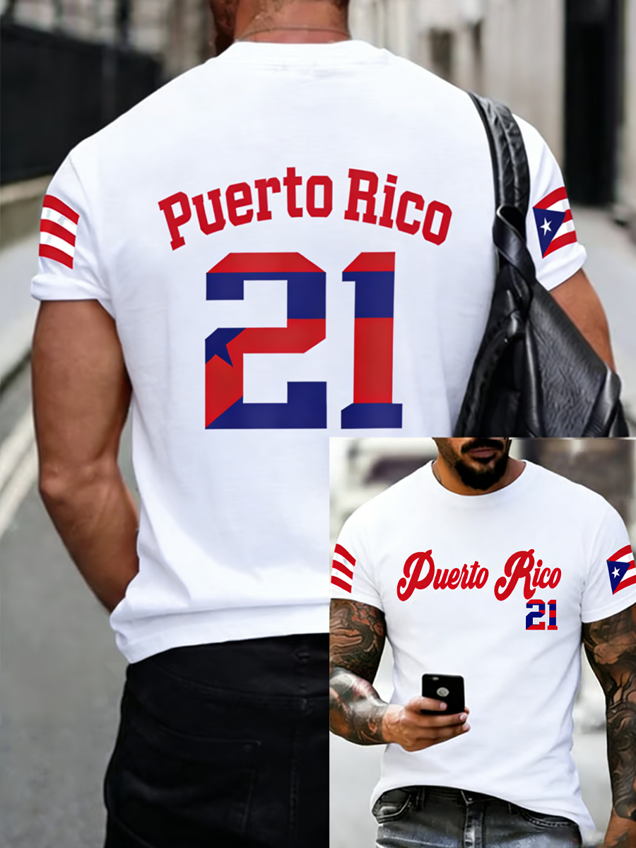 Men's Puerto Rico Baseball Printed short sleeves t-shirt
