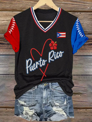 Women's Puerto Rico Baseball Printed short-sleeved T-shirt