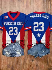 Women's Puerto Rico Baseball Printed short-sleeved T-shirt