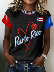 Women's Puerto Rico Baseball Printed short-sleeved T-shirt