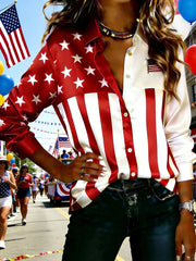 Women's USA Flag Satin Shirts