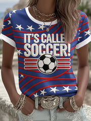 Women's USA Football Lover Printed T-shirt