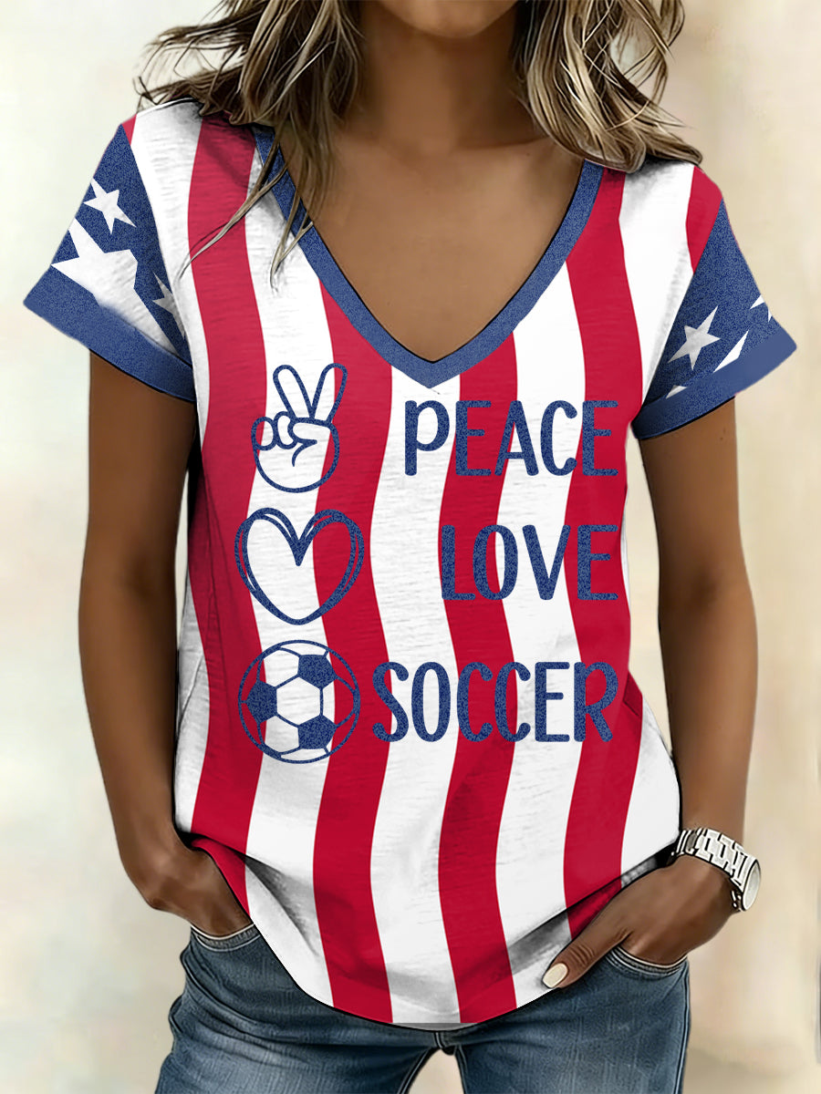 Women's USA Football Lover Printed T-shirt