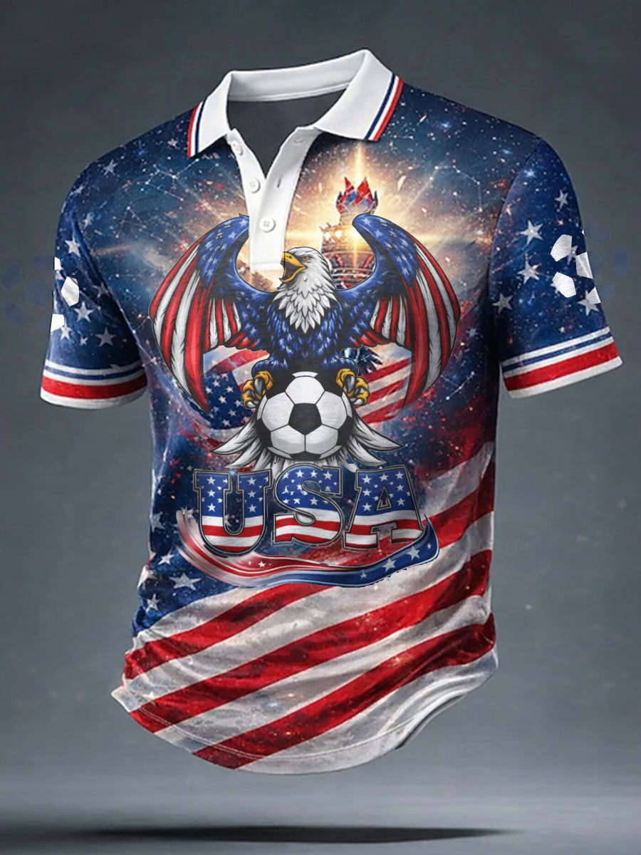 Men's USA Football Lover Printed Casual Tops