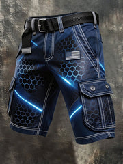 Men's Retro Patriot Print Cargo Shorts
