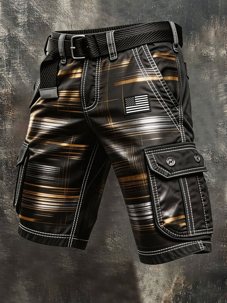 Men's Retro Patriot Print Cargo Shorts