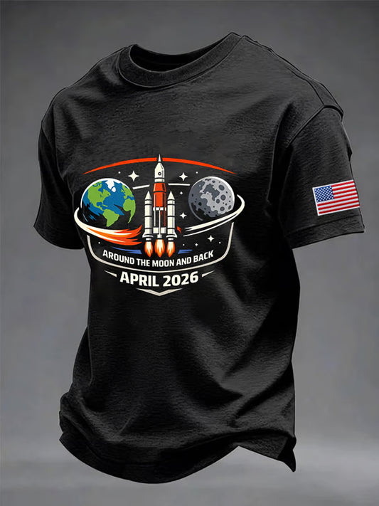 Men's Return To The Moon 2026 Casual Short Sleeve T-Shirt