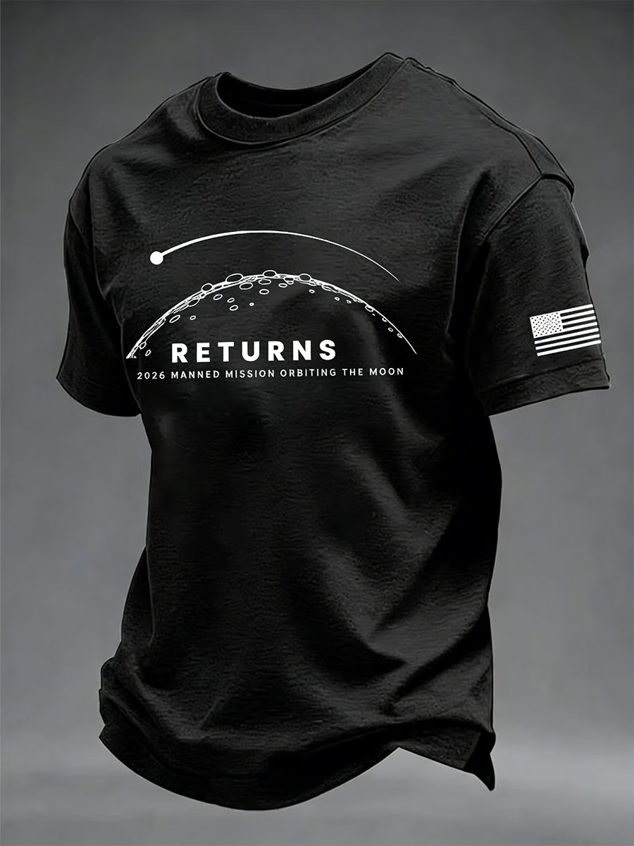 Men's Return To The Moon 2026 Casual Short Sleeve T-Shirt