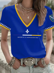 Women's Bosnia Football Lover ZMAJEVI Printed T-shirt