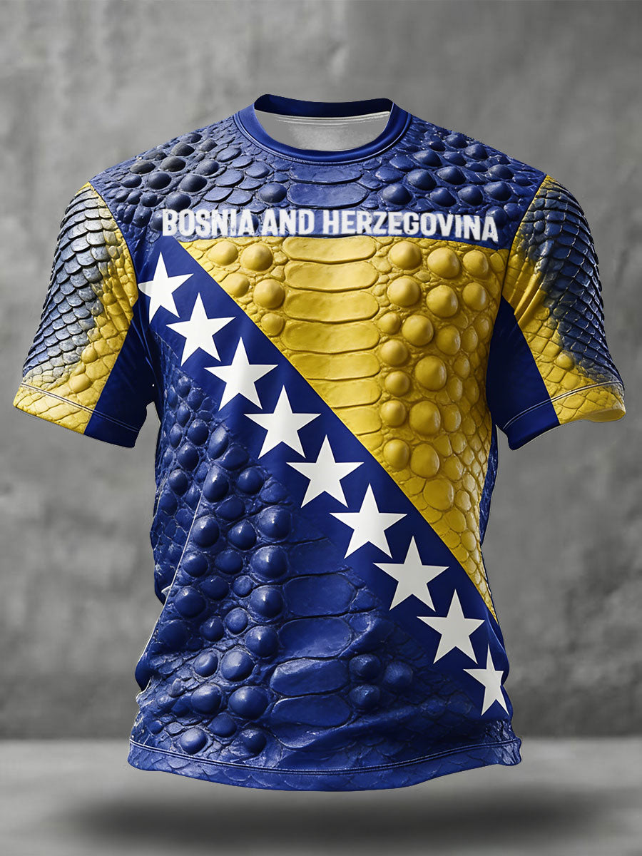 Men's Bosnia Football Lover ZMAJEVI Printed T-shirt
