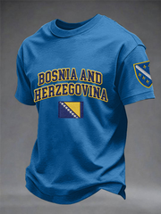 Men's Bosnia ZMAJEVI Football Lover Printed imitation cotton short-sleeved T-shirt