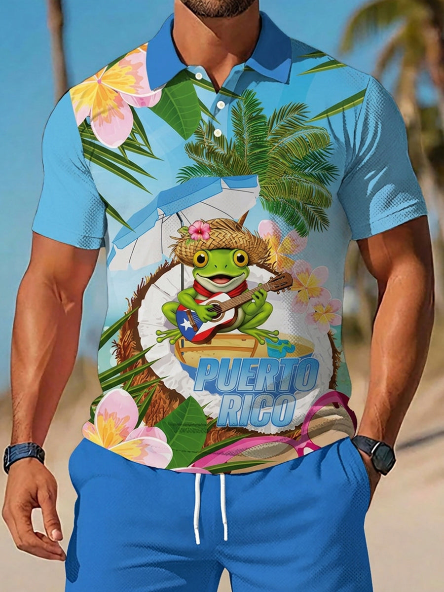 Men's Puerto Rico Print Vacation Shirt