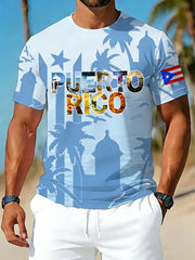Men's Puerto Rico Print Vacation T-shirt