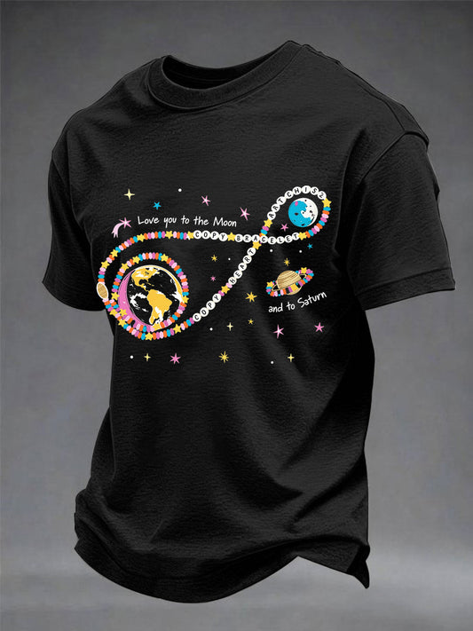 Men's Love You To The Moon And To Saturn Artemis II Mission Print Casual Tee