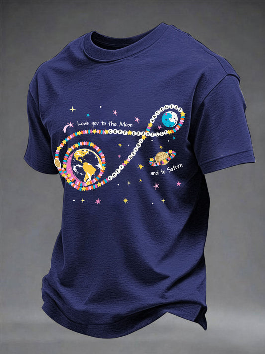 Men's Love You To The Moon And To Saturn Artemis II Mission Print Casual Tee