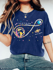 Women's  Love You To The Moon And To Saturn Artemis II Mission Print Casual Tee
