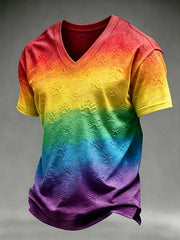 Men's Pride Month Rainbow Dog Paws Art  V-neck Short Sleeve T-Shirt