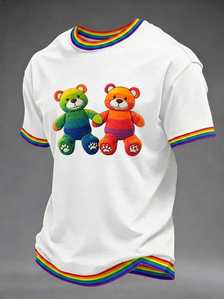 Men's Rainbow Bear Printed T-shirt