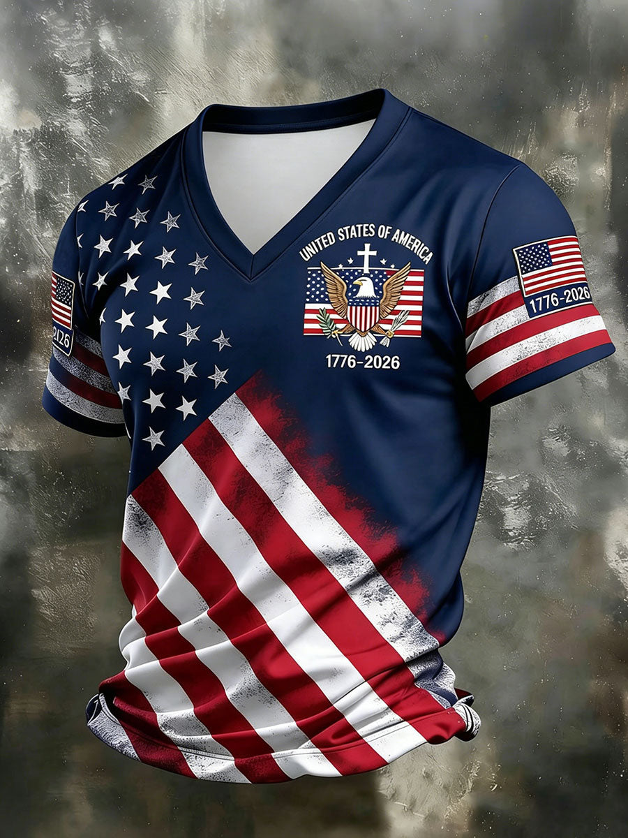 Men's Clothing United States Of America 1776-2026 V-Neck T-Shirts