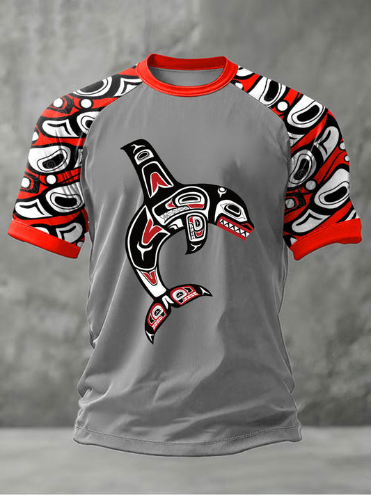 Men's Indigenous Totem Art Print Casual T-Shirt