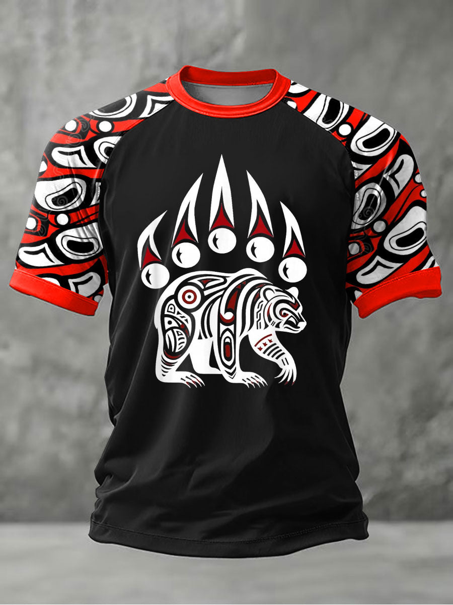 Men's Indigenous Totem Art Print Casual T-Shirt