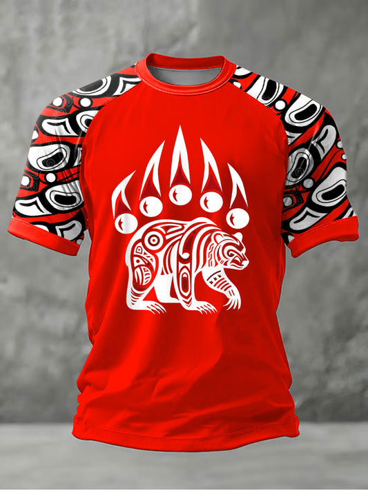 Men's Indigenous Totem Art Print Casual T-Shirt