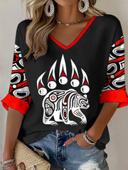 Women's Indigenous Totem Art Casual T-shirt