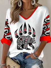 Women's Indigenous Totem Art Casual T-shirt
