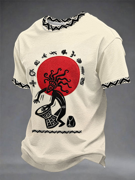 Men's Casual T-Shirt with Totem Print