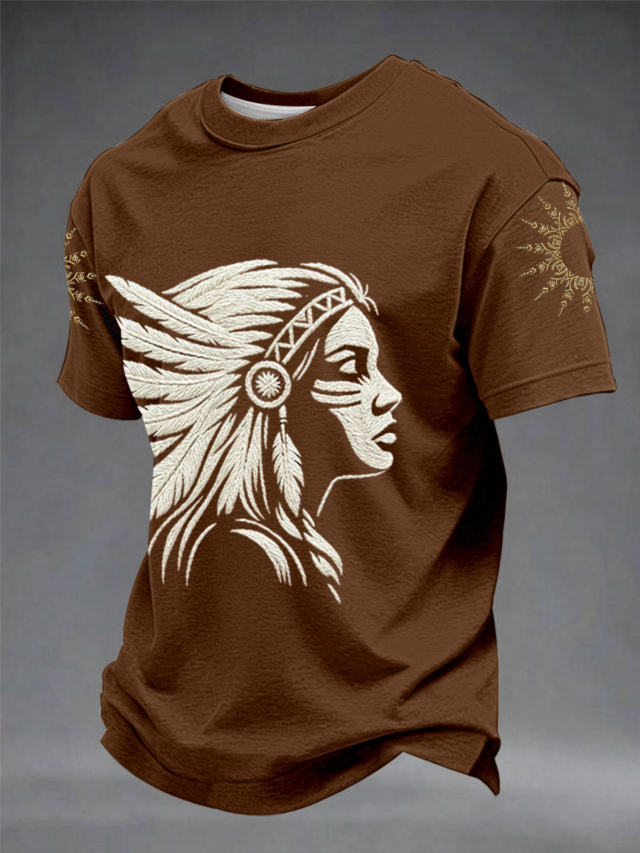 Men's Casual T-Shirt with Totem Print
