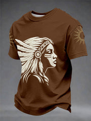 Men's Casual T-Shirt with Totem Print
