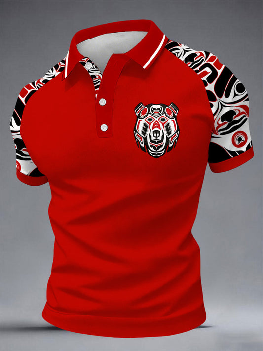 Men's Indigenous Bear Art Casual Top